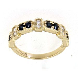 Real Diamond Half Eternity Blue Sapphire Band